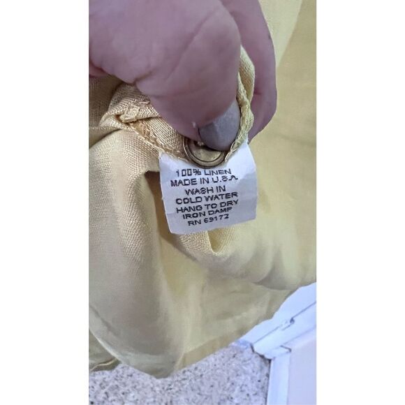 TOP DRAWER FLORIDA SHORT SLEEVE YELLOW BUTTON DOWN LINEN TOP WOMEN'S SZ M - Picture 8 of 10